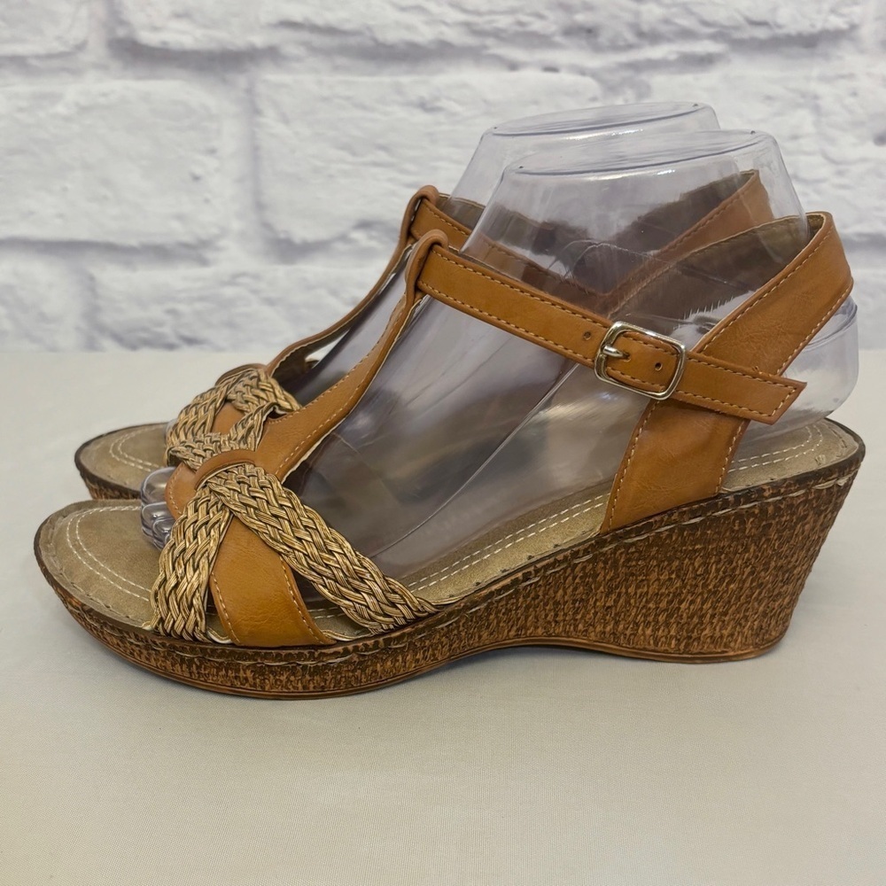 Patrizia 8 Spring Step Malorie Camel Wedge Women’s Tan Sandals Comfort Shoes - Picture 12 of 13
